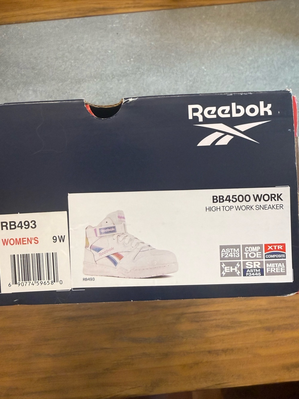 Reebok Work White Holographic High Top Leather Sneakers Safety Toe Size 9W - Picture 15 of 15